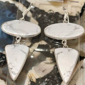 Howlite Magnesite Earrings 2 1/2”